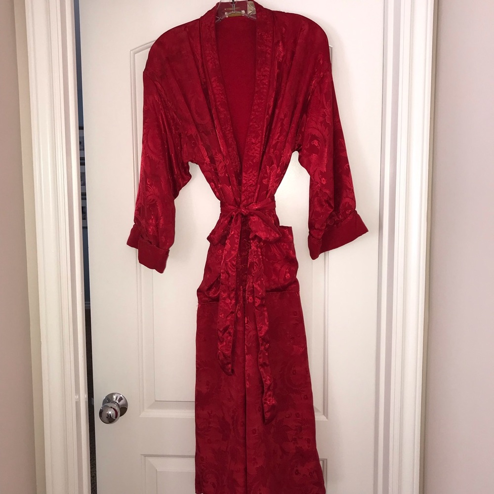 Victoria’s Secret red silk robe and nightgown